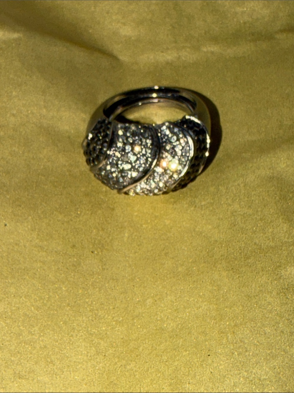 Ring size 7 grey black and clear crystal sparkling swirls of light - Picture 6 of 15